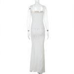 Western Style Ruched Slit Detail Tank Maxi Dress
