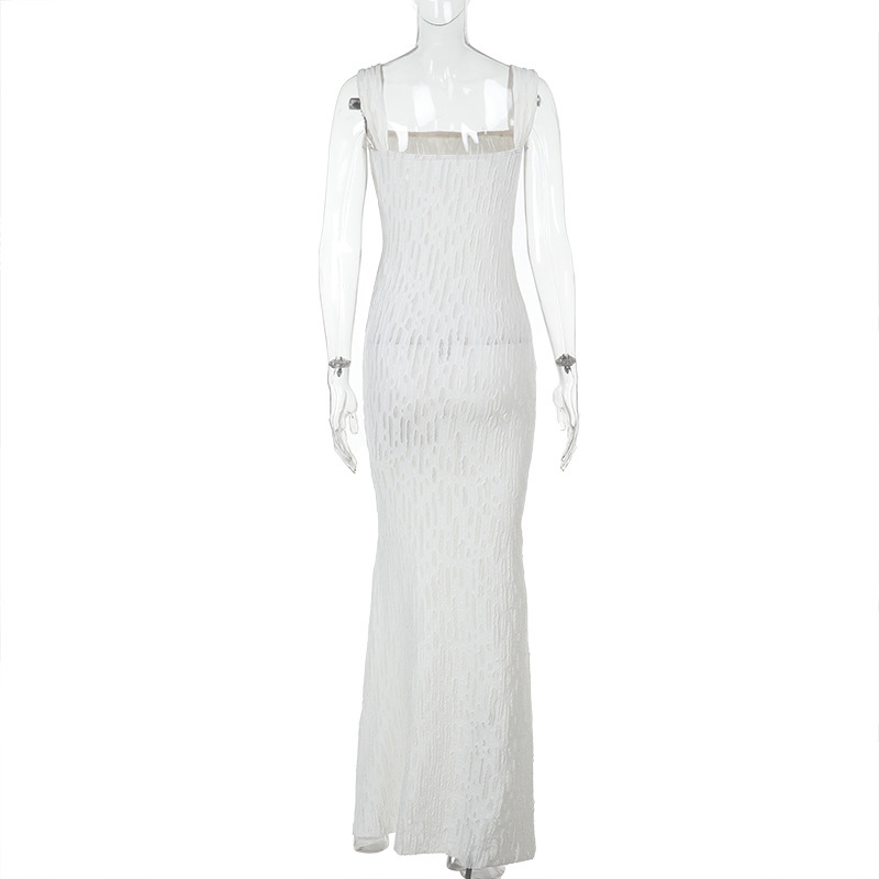 Western Style Ruched Slit Detail Tank Maxi Dress