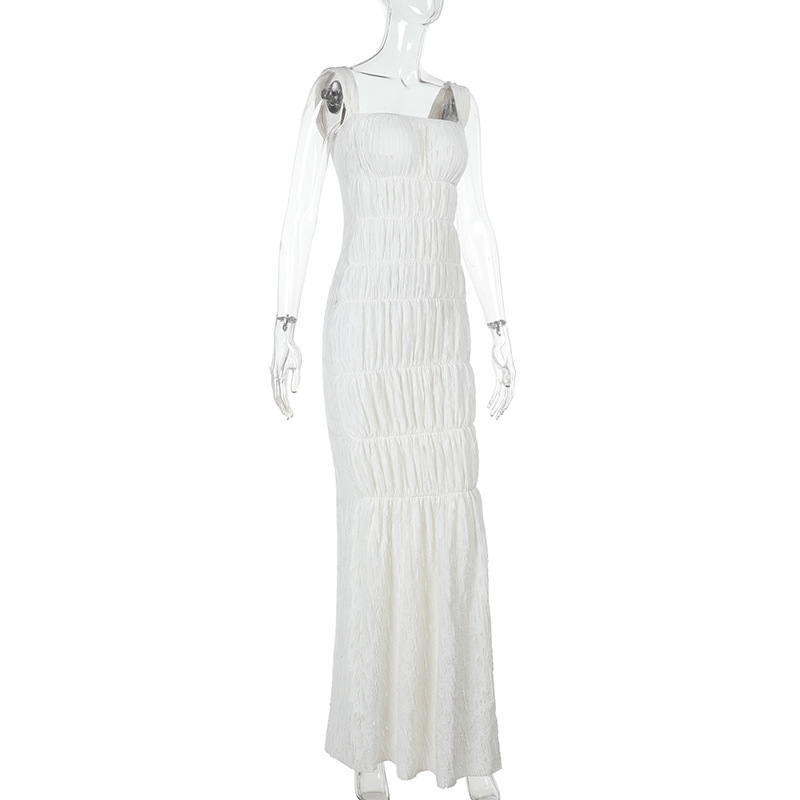 Western Style Ruched Slit Detail Tank Maxi Dress