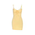 Spaghetti Strap Lace Trim Bodycon Split Maxi Dress