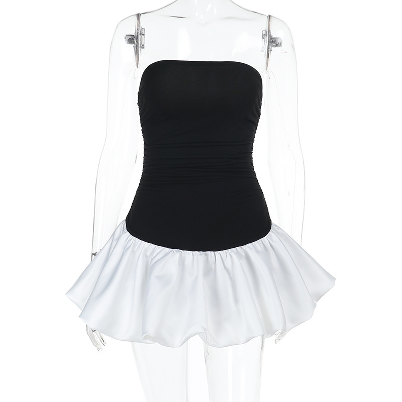 Strapless Puff Sleeve A-Line Maxi Dress