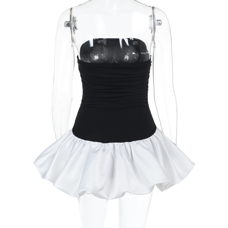 Strapless Puff Sleeve A-Line Maxi Dress