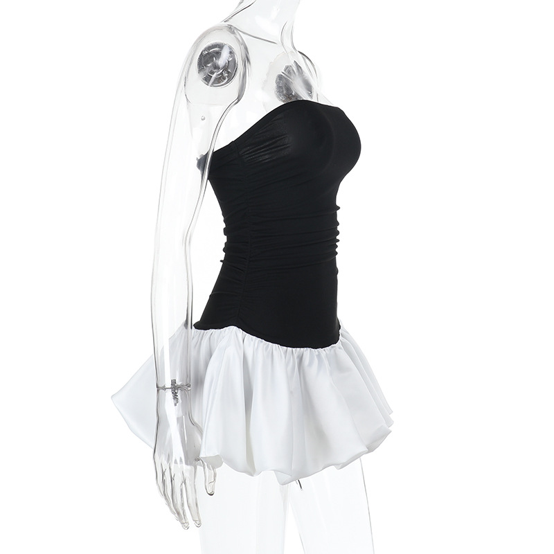 Strapless Puff Sleeve A-Line Maxi Dress