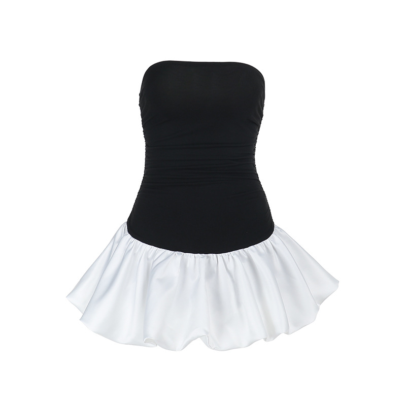 Strapless Puff Sleeve A-Line Maxi Dress