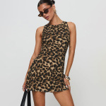  Animal Print Sleeveless Slip Maxi Dress