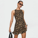  Animal Print Sleeveless Slip Maxi Dress