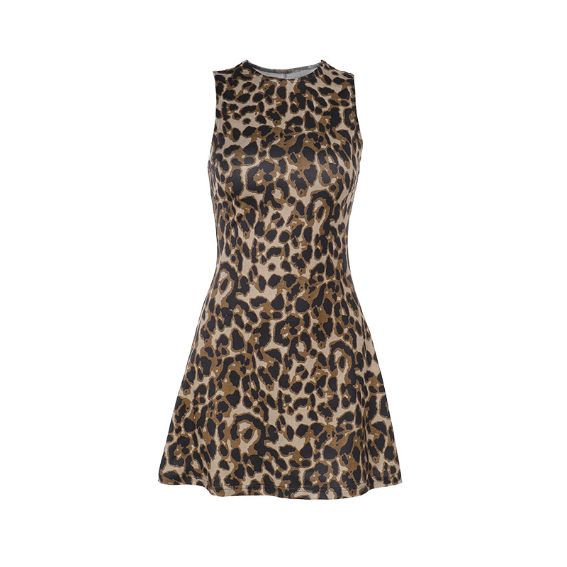  Animal Print Sleeveless Slip Maxi Dress