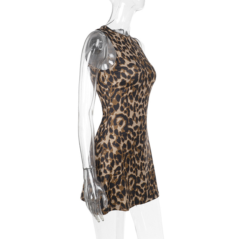  Animal Print Sleeveless Slip Maxi Dress