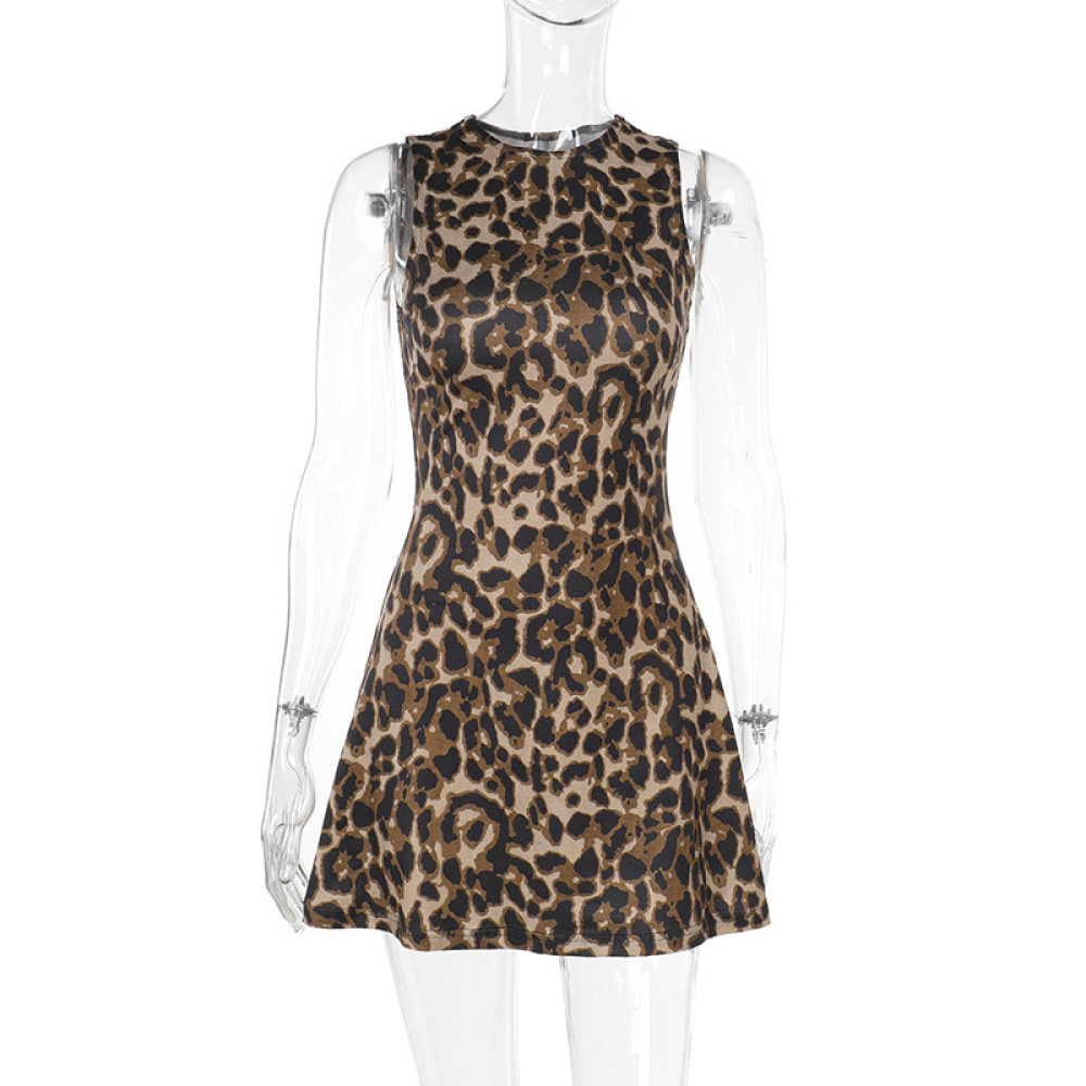  Animal Print Sleeveless Slip Maxi Dress
