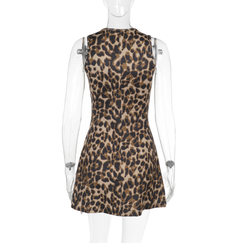  Animal Print Sleeveless Slip Maxi Dress