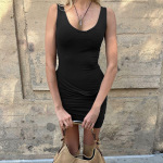 Ruched Tank Casual Slim Fit Sleeveless Dress for Everyday Wear