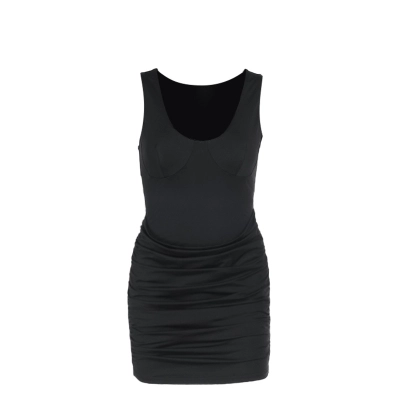 Ruched Tank Casual Slim Fit Sleeveless Dress for Everyday Wear 01