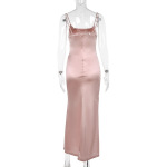 Satin-Like Slip Maxi Dress with High Side Slit