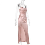 Satin-Like Slip Maxi Dress with High Side Slit
