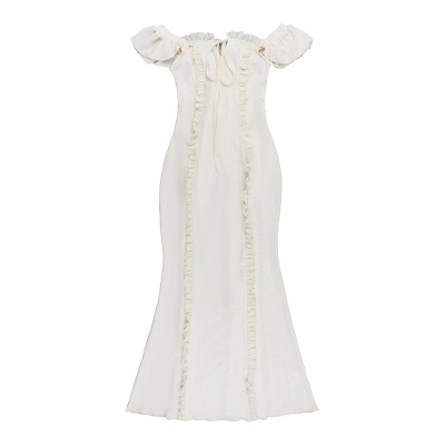 French Style Vintage Off-the-Shoulder Lace Trim Tank Dress 01