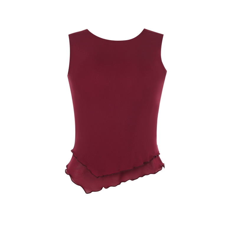 Sheer Mesh Panel Round Neck Tank Top