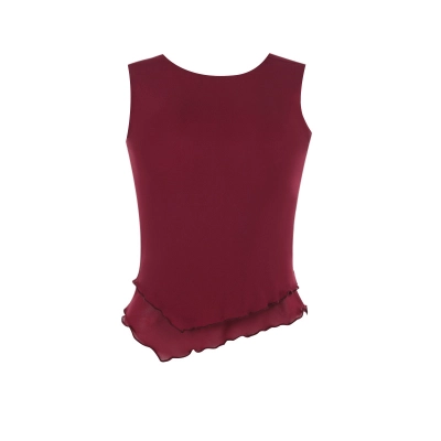 Sheer Mesh Panel Round Neck Tank Top 01