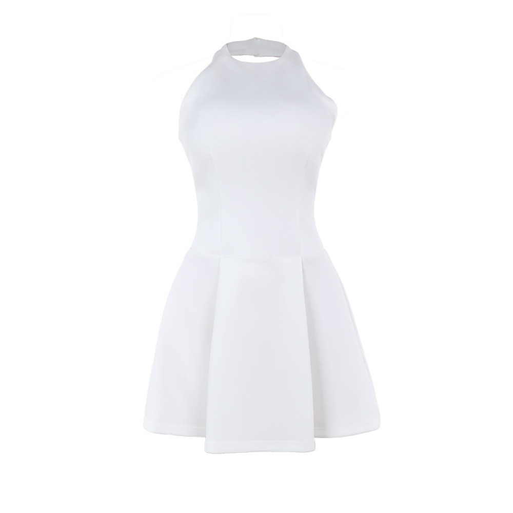 Backless A-Line Mini Dress with Waist-Cinching Cut