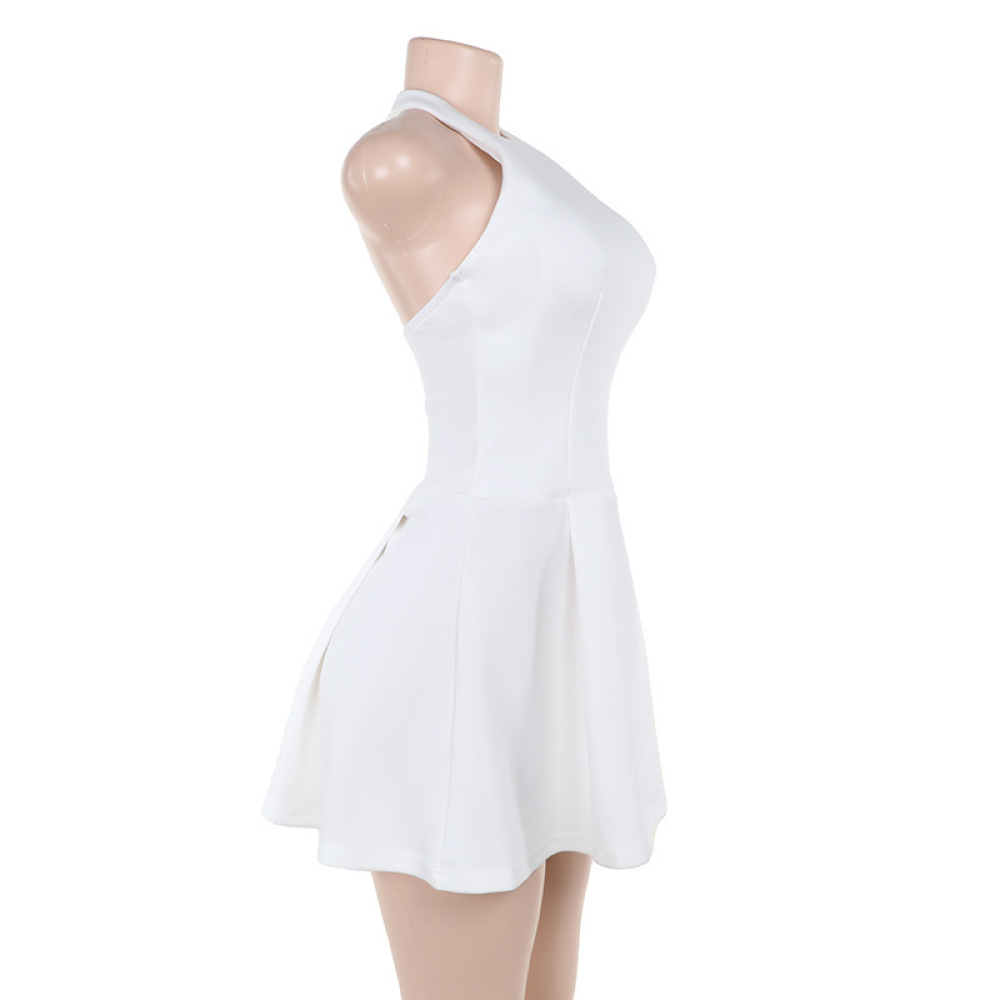Backless A-Line Mini Dress with Waist-Cinching Cut