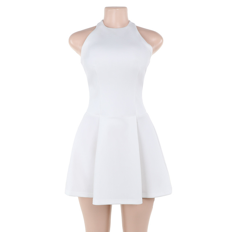 Backless A-Line Mini Dress with Waist-Cinching Cut