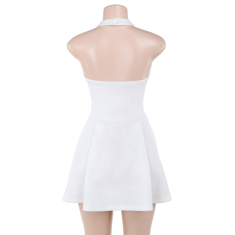 Backless A-Line Mini Dress with Waist-Cinching Cut