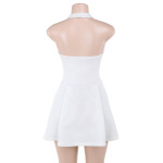 Backless A-Line Mini Dress with Waist-Cinching Cut