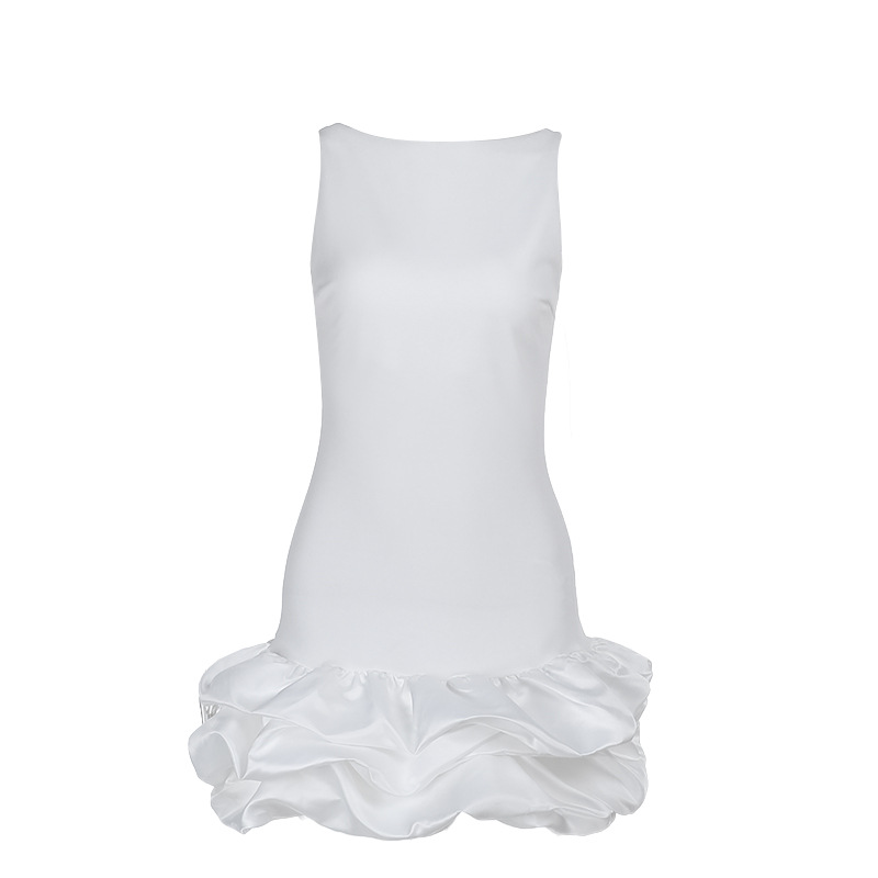 Elegant Sleeveless A-Line Mini Dress with Ruffled Hem
