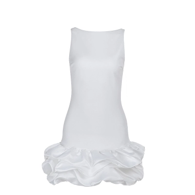 Elegant Sleeveless A-Line Mini Dress with Ruffled Hem 01