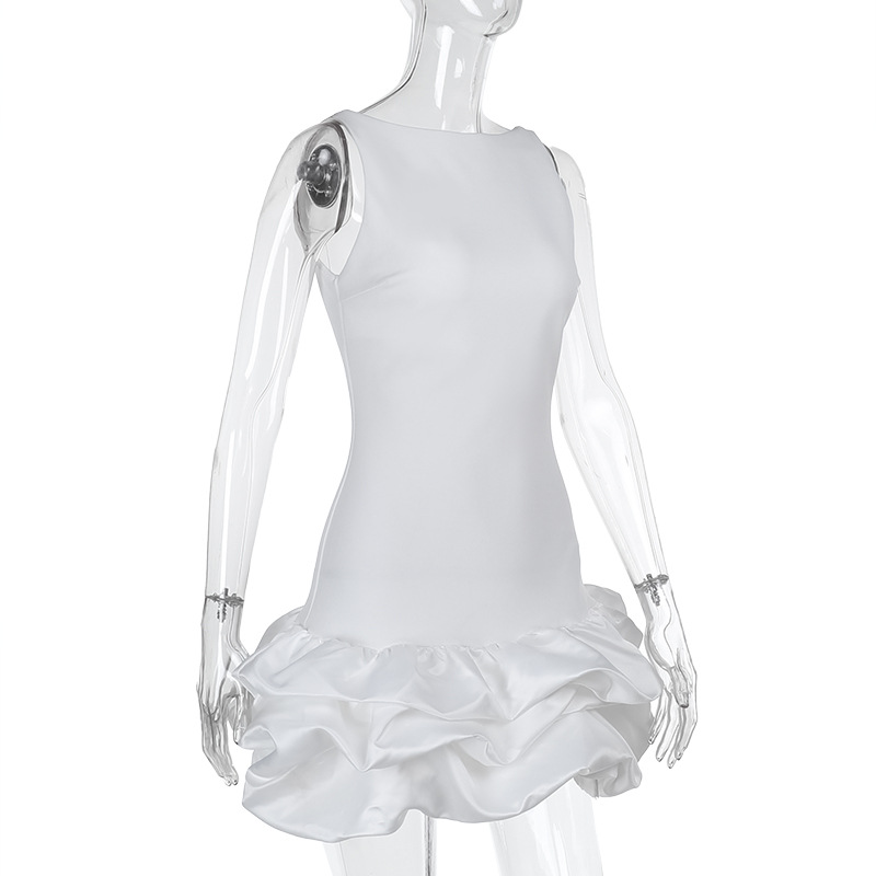 Elegant Sleeveless A-Line Mini Dress with Ruffled Hem