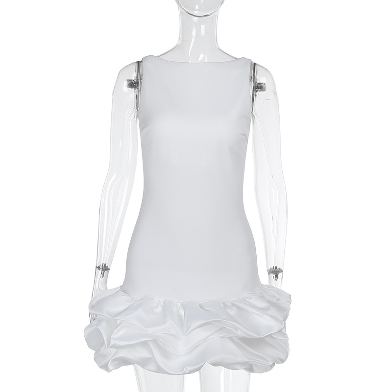 Elegant Sleeveless A-Line Mini Dress with Ruffled Hem