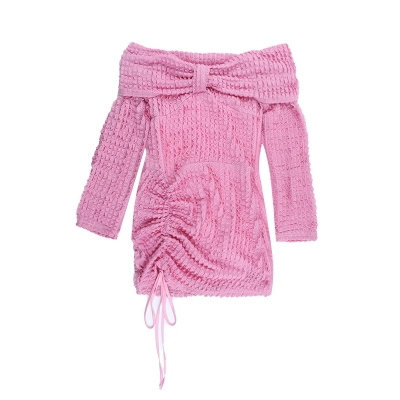 Textured Jacquard One-Shoulder Long Sleeve Maxi Dress 01