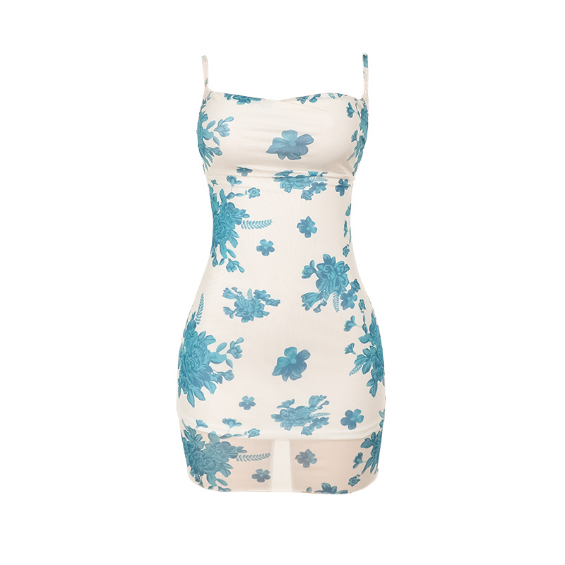 Sleeveless Printed Square-Neck Bodycon Mini Dress