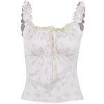 Floral Print Sleeveless Top with Front Bow Detail