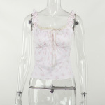 Floral Print Sleeveless Top with Front Bow Detail