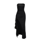 Shimmer Sequin-Like Fitted Mermaid Dress with Side Slit
