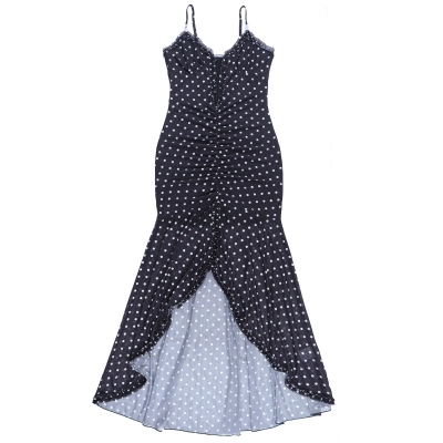 Polka Dot Sleeveless Dress with Sheer Tulle Overlay 01