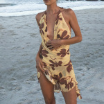 Halter Square Neck Backless Printed Mini Dress