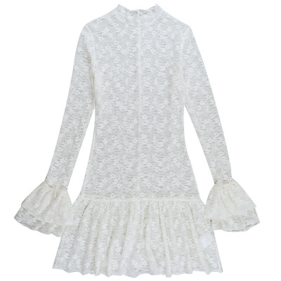 2025 Fall Winter New Women's Lace Overlay Long Sleeve Dress 01