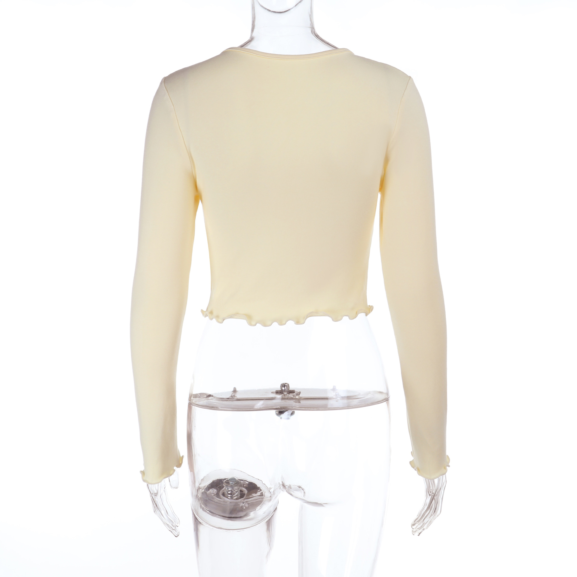  Deep V-Neck Ruched Long Sleeve Top 