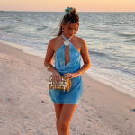  Floral Print Halter Neck Backless Dress
