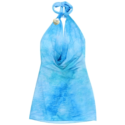  Floral Print Halter Neck Backless Dress 01