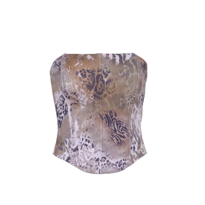 Leopard Print Bustier Top with Cinched Waist 01