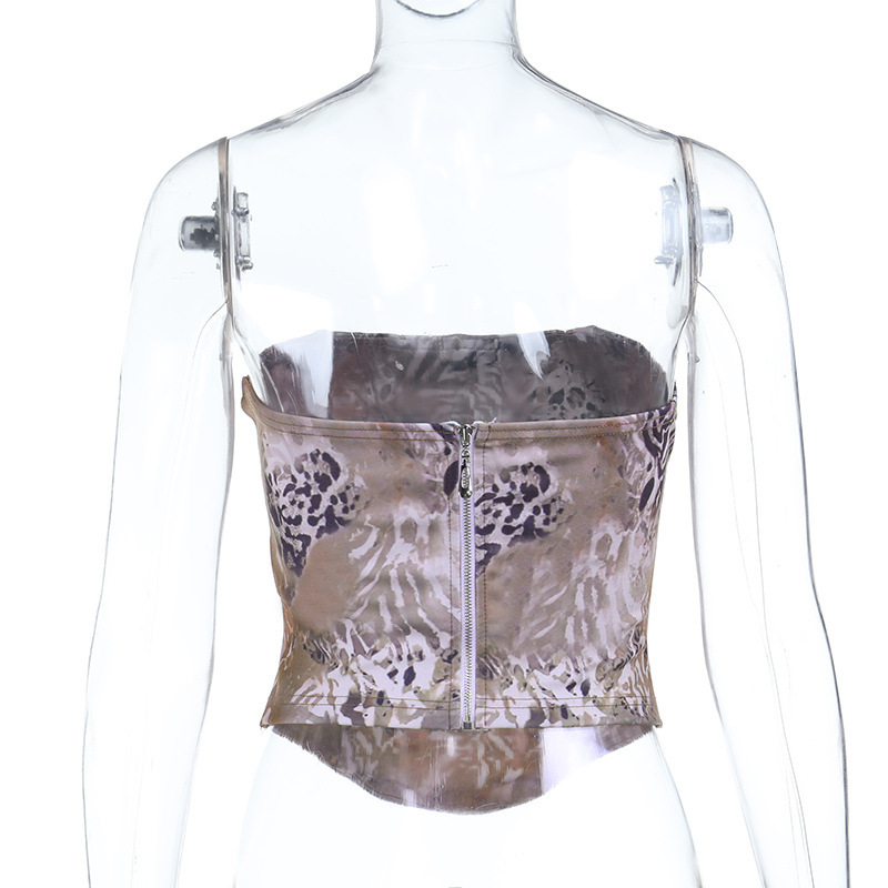 Leopard Print Bustier Top with Cinched Waist