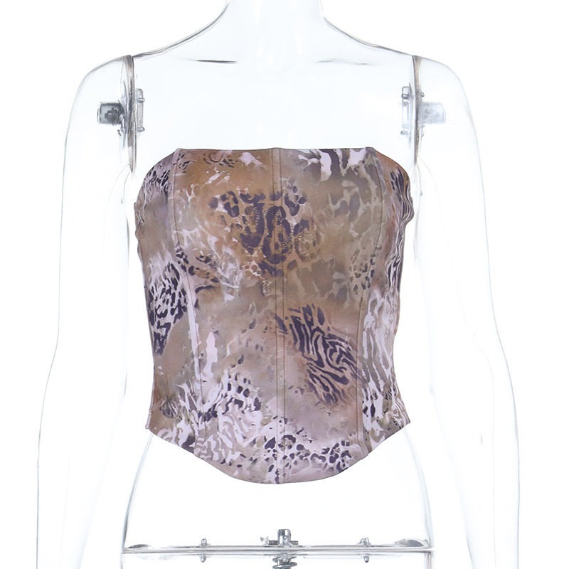 Leopard Print Bustier Top with Cinched Waist