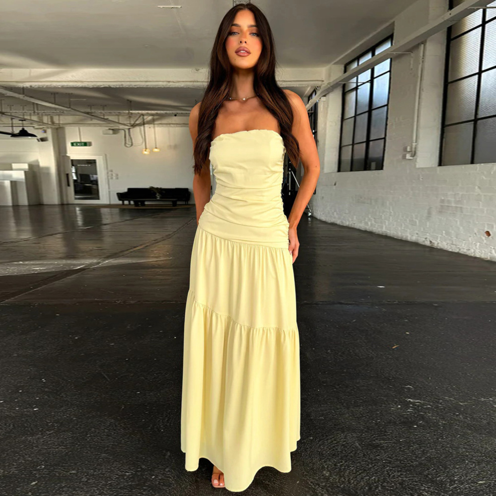 Strapless Ruched A-Line Dress with Cinched Waist