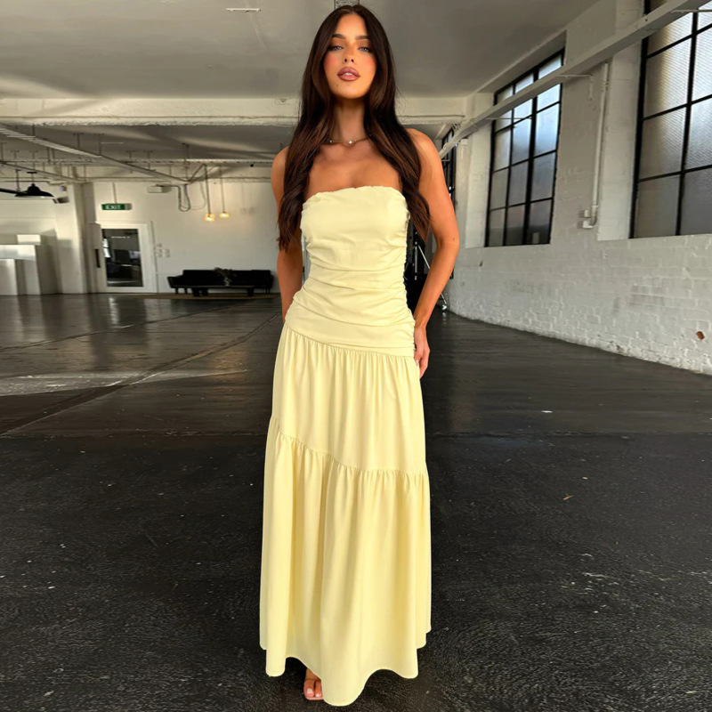 Strapless Ruched A-Line Dress with Cinched Waist