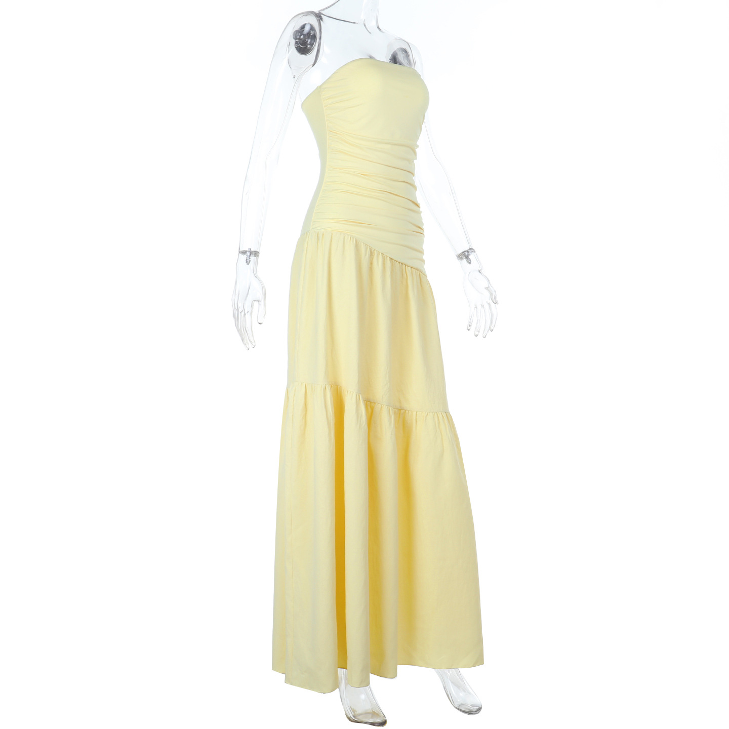 Strapless Ruched A-Line Dress with Cinched Waist