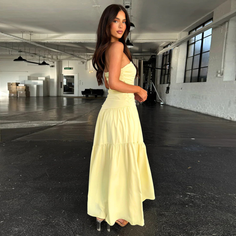 Strapless Ruched A-Line Dress with Cinched Waist