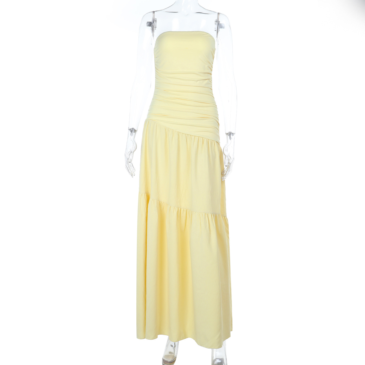 Strapless Ruched A-Line Dress with Cinched Waist