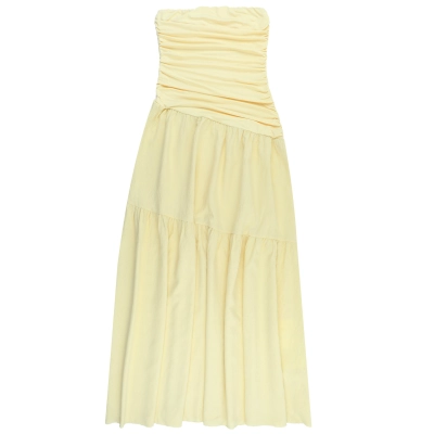 Strapless Ruched A-Line Dress with Cinched Waist 01